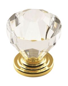 Amerock Traditional Classics Acrylic & Brass 1-1/4 In. Cabinet Knob