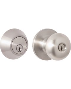 Steel Pro Brushed Nickel Deadbolt and Door Knob Combo