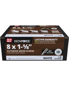 Grip-Rite DeckForce PrimeGuard Nano 1-5/8 In. x 8 Star Drive White Screw (1 Lb.)
