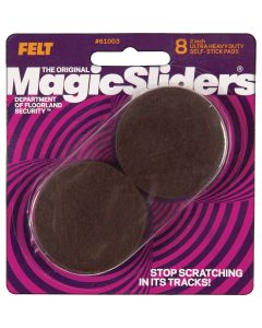 Magic Sliders 2 In. Round Brown Self-Adhesive Ultra Heavy-Duty Felt Furniture Pad (8-Pack)