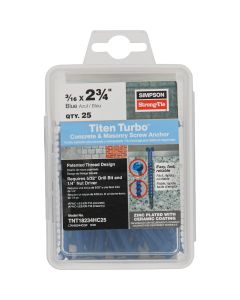 Simpson Strong-Tie Titen Turbo 3/16 in. x 2-3/4 in. Hex-Head Concrete and Masonry Screw, Blue (25-Qty)