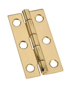 National 1 In. x 2 In. Brass Narrow Decorative Hinge (2-Pack)