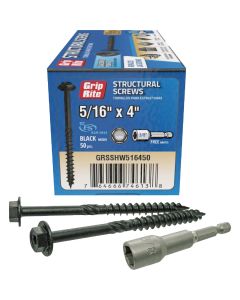 Grip-Rite PrimeGuard Plus 5/16 In. x 4 In. Hex Washer Head Structural Screw (50-Count)