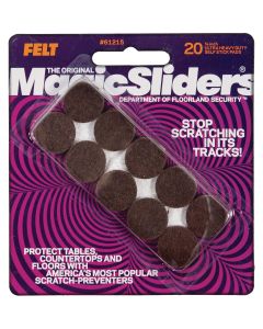 Magic Sliders 3/4 In. Round Brown Self-Adhesive Ultra Heavy-Duty Felt Furniture Pad (20-Pack)