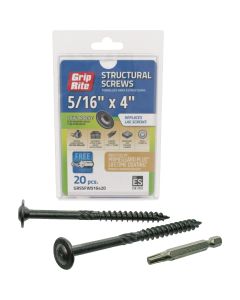 Grip-Rite PrimeGuard Plus 5/16 In. x 4 In. Flat Washer Head Structure Screw (20-Count)