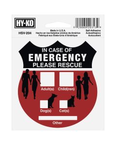 Hy-Ko 4X4 In. Self-Adhesive Emergency Rescue Sign