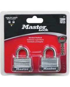 Master Lock 1-1/2 In. W. Warded Keyed Alike Padlock (2-Pack)