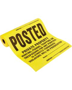 Hy-Ko Tyvek Sign, Posted Legal Private Property (100-Roll)