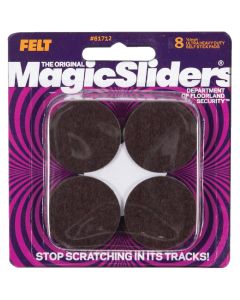 Magic Sliders 1-1/2 In. Round Brown Self-Adhesive Ultra Heavy-Duty Furniture Pad (8-Pack)