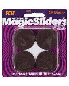 Magic Sliders 1-1/2 In. Round Brown Self-Adhesive Heavy-Duty Pad (16-Pack)