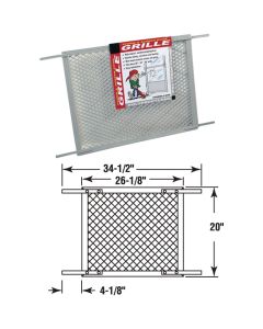 Prime-Line Make-2-Fit 34.5 In. x 20 In. Gray Plastic Door Grille for 36 In. Door