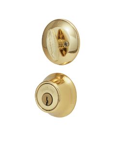 Kwikset Polished Brass Adjustable Latch Single Cylinder Deadbolt