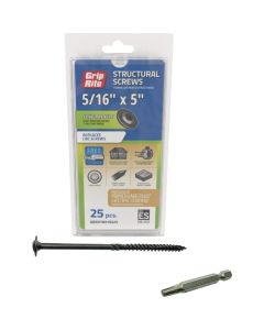 Grip-Rite PrimeGuard Plus 5/16 In. x 5 In. Flat Washer Head Structure Screw (25-Count)