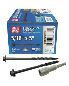 Grip-Rite PrimeGuard Plus 5/16 In. x 5 In. Hex Washer Head Structural Screw (50-Count)