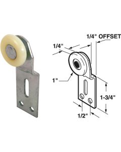 Prime-Line 1/4 In. Offset Adjustable 1/2 In. W. Single Wheel Bypass Door Roller (2-Count)