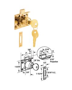 Defender Security Brass Drawer and Cabinet Lock with Keeper - Keyed Different