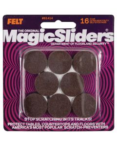 Magic Sliders 1 In. Round Brown Ultra Heavy Duty Self-Stick Pad (16-Pack)