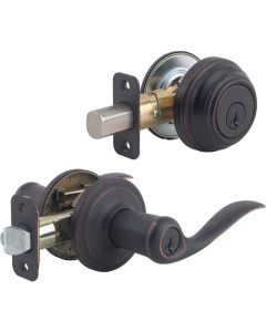 Kwikset Signature Series Venetian Bronze Deadbolt and Lever Combo with Smartkey