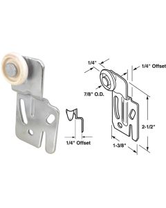 Prime-Line Offset Adjustable 2-1/2 In. H. x 1/4 In. Single Wheel Front Bypass Door Roller (2-Count)