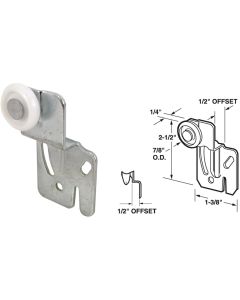 Prime-Line Offset Adjustable 2-1/2 In. H. x 1/2 In. Single Wheel Back Bypass Door Roller (2-Count)