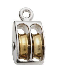 National 3204 3/4 In. O.D. Double Fixed Eye No-Rust Rope Pulley