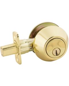 Steel Pro Polished Brass Single Cylinder Deadbolt