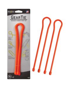 Gear Tie 18 In. Reusable Rubber Twist Tie - Bright Orange (2-Pack)