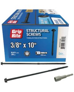 Grip-Rite PrimeGuard Plus 3/8 In. x 10 In. Hex Washer Head Structural Screw (20-Count)