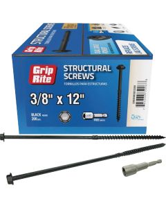 Grip-Rite PrimeGuard Plus 3/8 In. x 12 In. Hex Washer Head Structural Screw (20-Count)