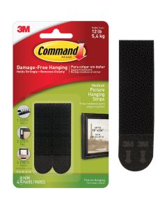 Command 3/4 In. x 2-3/4 In. Black Interlocking Picture Hanger (4 Count)