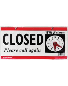 Hy-Ko Plastic Sign, Open/Closed Clock