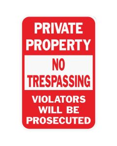 Hy-Ko Heavy-Duty Aluminum Sign, Private Property No Trespassing