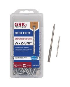 GRK Deck Elite #9 x 2-3/8 In. Stainless Steel Star Drive Bugle-Head Hidden Fastener Deck Screws (200 Ct.)