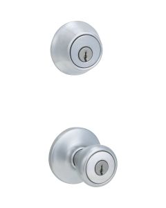 Kwikset Satin Chrome Deadbolt and Door Knob Combo