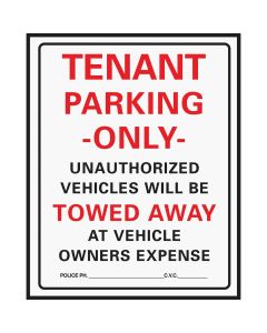 Hy-Ko Commercial Grade Plastic Sign, Tenant Parking Only