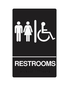 Hy-Ko Deco Series Plastic Braille Sign, Restrooms Handicapped