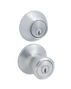 Steel Pro Satin Chrome Deadbolt and Door Knob Combo