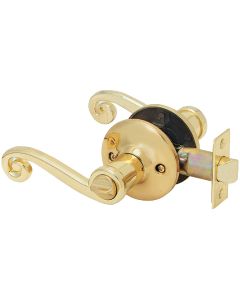 Steel Pro Polished Brass Scroll Privacy Door Lever