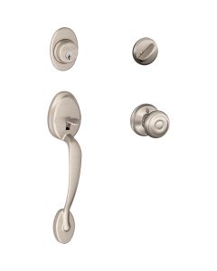 Schlage Satin Nickel Entry Door Handleset with Georgian Knob