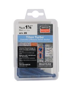 Simpson Strong-Tie Titen Turbo 3/16 in. x 1-1/4 in. Hex-Head Concrete and Masonry Screw, Blue (25-Qty)