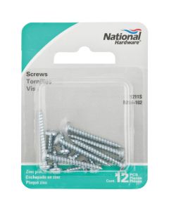 National 211 Steel Shelf Bracket Screw, Zinc (12-Pack)