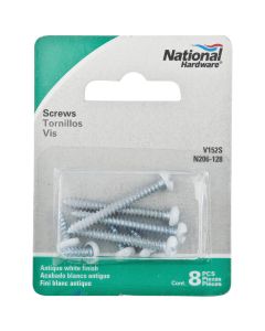 National 152 Phillips Truss Ornamental Steel Shelf Bracket Screw, Antique White (8-Count)