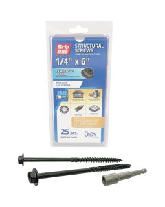 Grip-Rite PrimeGuard Plus 1/4 In. x 6 In. Hex Washer Head Structural Screw(25-Count)