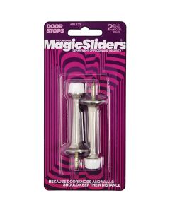 Magic Sliders 3 In. Satin Nickel Rigid Door Stop (2-Pack)