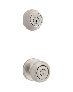 Kwikset Cove Satin Nickel Deadbolt & Door Knob Combo with Smartkey