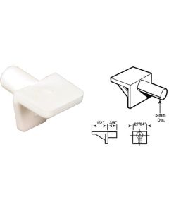 Prime-Line 5mm White Plastic Mini Shelf Support (8 Count)