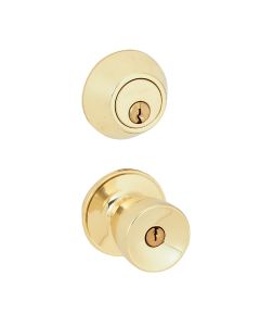 Dexter Bright Brass Deadbolt and Door Knob Combo