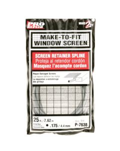 Prime-Line 0.175 In. Dia. x 25 Ft. L. Gray Vinyl Screen Retainer Spline