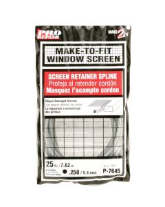 Prime-Line 0.250 In. Dia. x 25 Ft. L. Gray Vinyl Screen Retainer Spline