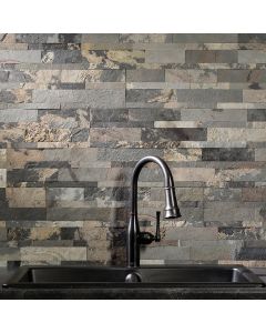 Aspect 6 In. x 24 In. Natural Stone Backsplash Peel & Stick, Medley Slate